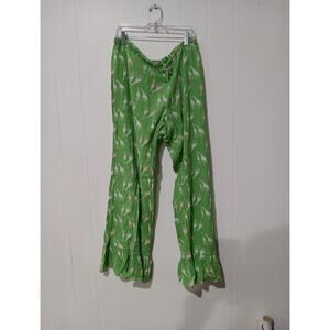 Mud Pie pink And Green Giraffe Pajama Bottom Pants Woman Size L Used
